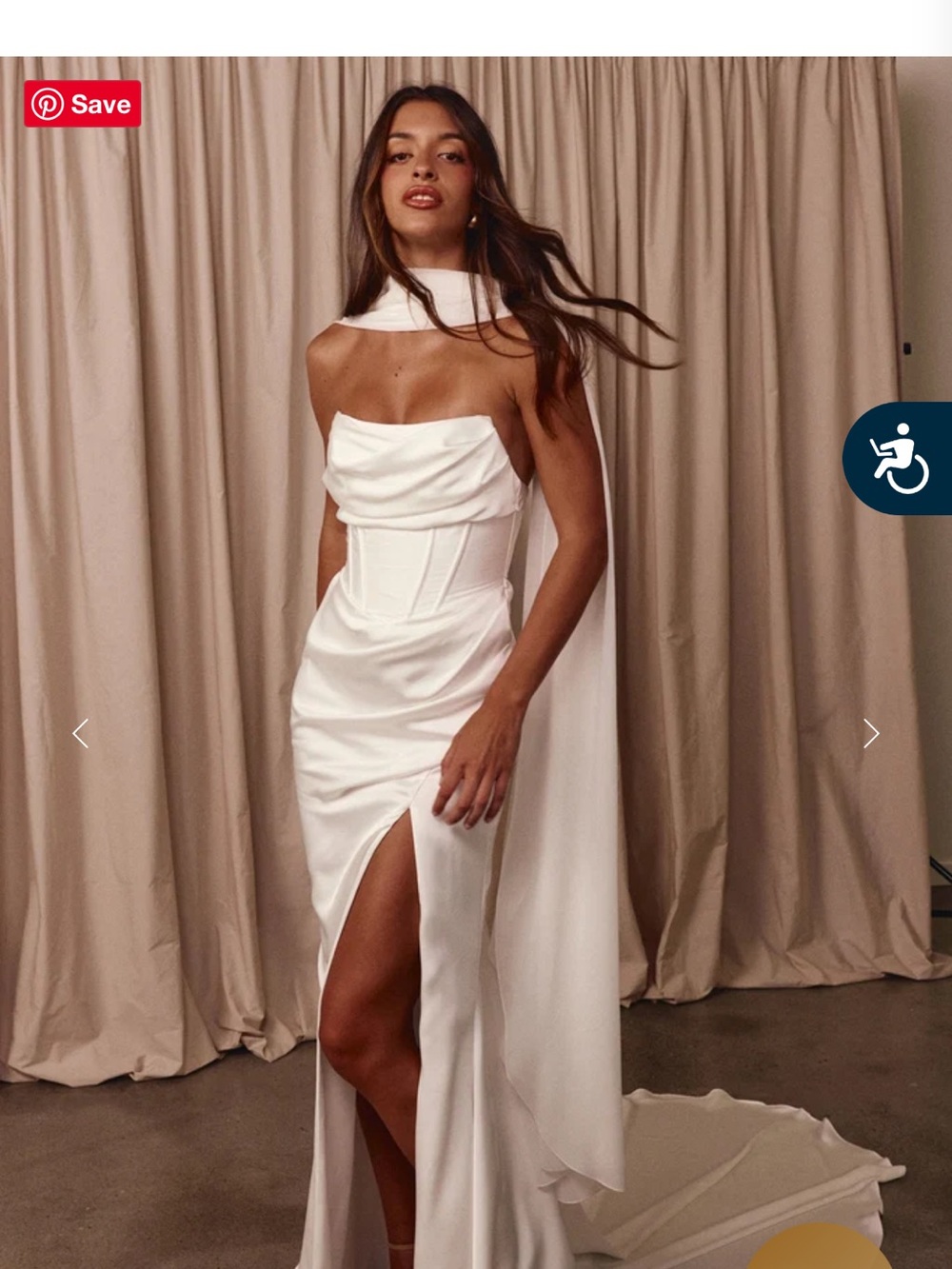 Grace Loves Lace Women’s Selene Satin White Draped Corset Wedding Dress Small